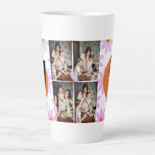 Personalised mothers Day,photo collage floral gift Latte Mug