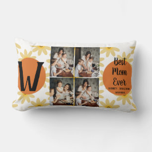 Personalised mothers Day,photo collage floral gift Lumbar Cushion
