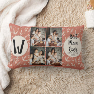 Personalised mothers Day,photo collage floral gift Lumbar Cushion
