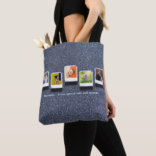 Personalised Mothers Day Photo Collage Silver Grey Tote Bag
