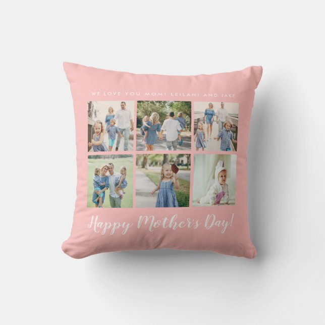 Personalised Mother's Day Photo Pink Cushion (Front)