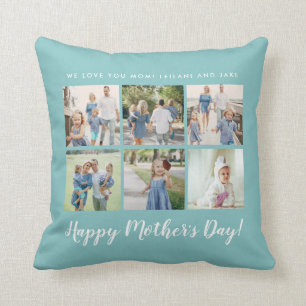 Personalised Mother's Day Photo Teal Blue Cushion