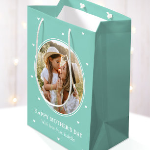 Personalised Mother's Day Photos Cute Mint Green Medium Gift Bag