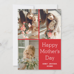 Personalised mothers Day, three photo collage Card