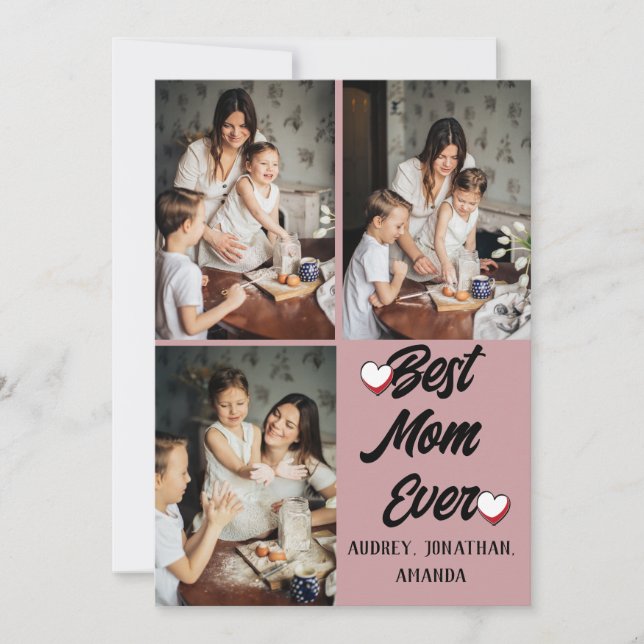 Personalised mothers Day, three photo collage gift Card (Front)