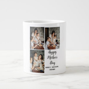 Personalised mothers Day, three photo collage gift Large Coffee Mug