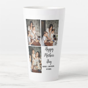 Personalised mothers Day, three photo collage gift Latte Mug