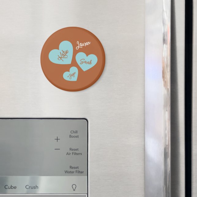 Personalised Mother's Hearts Children's Names Magnet (In Situ (Fridge))