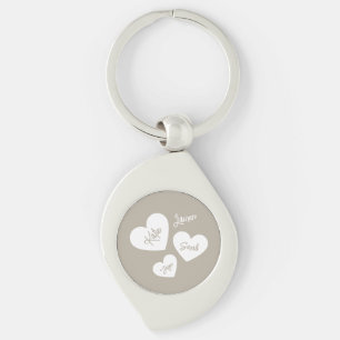 Personalised Mother's Hearts Whisper Beige Key Ring