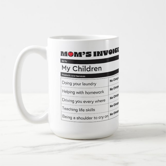 Personalised Mother's Invoice - Family Photos Coffee Mug (Left)