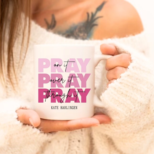 Personalised Motivational Pray Over Everything Large Coffee Mug (Creator Uploaded)