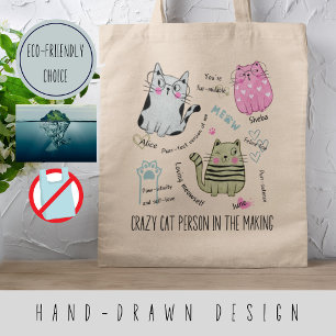 Personalised motivational quotes with cute cats tote bag