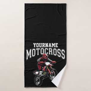 Personalised Motocross Dirt Bike Rider Racing Bath Towel Set