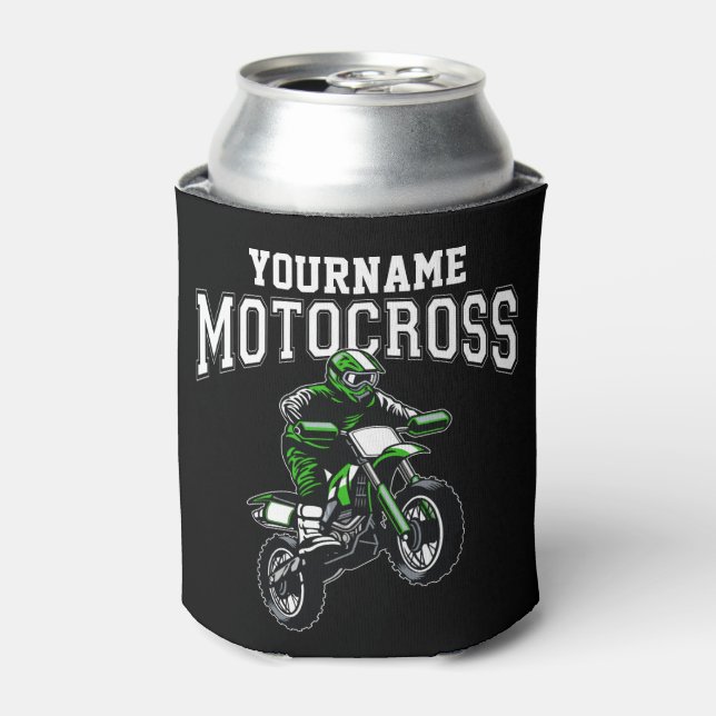 Personalised Motocross Dirt Bike Rider Racing Can Cooler (Can Front)