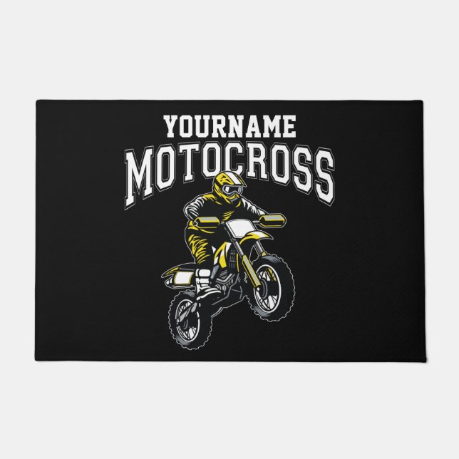 Personalised Motocross Dirt Bike Rider Racing  Doormat (Front)