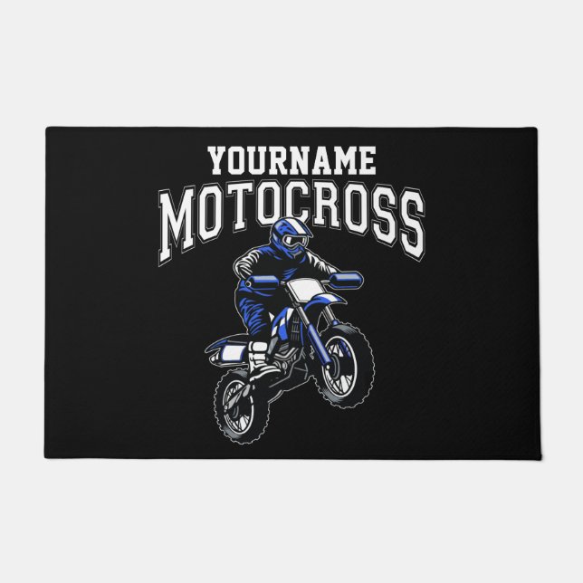Personalised Motocross Dirt Bike Rider Racing Doormat (Front)
