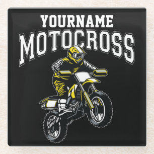 Personalised Motocross Dirt Bike Rider Racing Glass Coaster