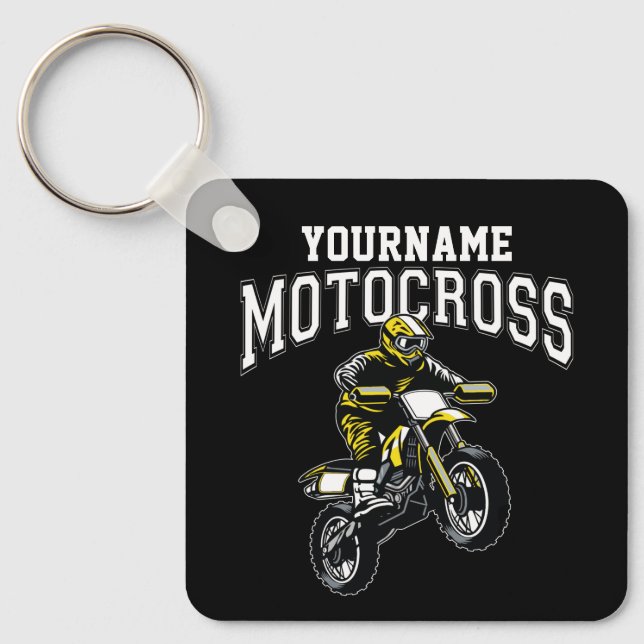 Personalised Motocross Dirt Bike Rider Racing  Key Ring (Front)