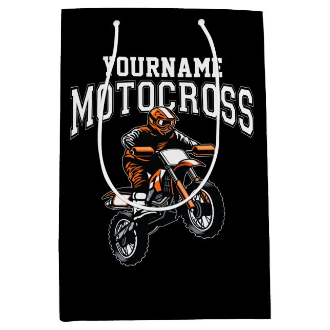 Personalised Motocross Dirt Bike Rider Racing   Medium Gift Bag (Front)