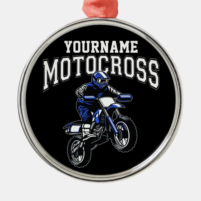 Personalised Motocross Dirt Bike Rider Racing   Metal Ornament (Front)