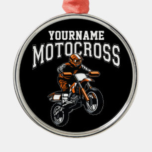 Personalised Motocross Dirt Bike Rider Racing  Metal Ornament