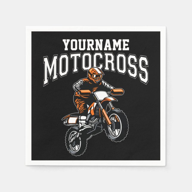 Personalised Motocross Dirt Bike Rider Racing   Napkin (Front)