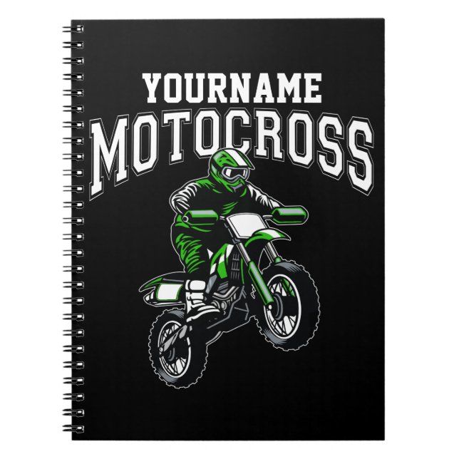 Personalised Motocross Dirt Bike Rider Racing   Notebook (Front)