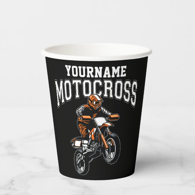 Personalised Motocross Dirt Bike Rider Racing Paper Cups (Front)