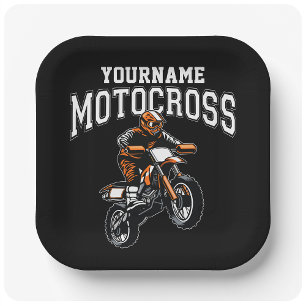 Personalised Motocross Dirt Bike Rider Racing  Paper Plate