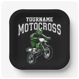 Personalised Motocross Dirt Bike Rider Racing   Paper Plate