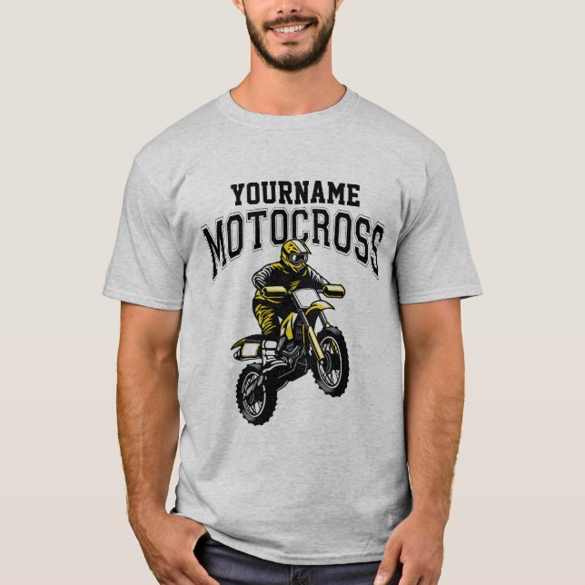 Personalised Motocross Dirt Bike Rider Racing T-Shirt (Front)
