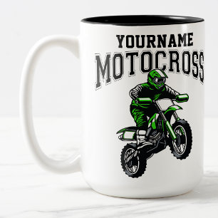 Personalised Motocross Dirt Bike Rider Racing Two-Tone Coffee Mug