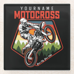 Personalised Motocross Racing Dirt Bike Trail Ride Glass Coaster