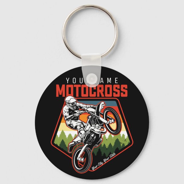 Personalised Motocross Racing Dirt Bike Trail Ride Key Ring (Front)