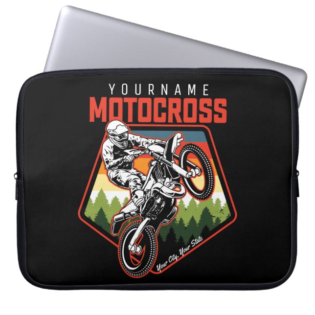 Personalised Motocross Racing Dirt Bike Trail Ride Laptop Sleeve (Front)