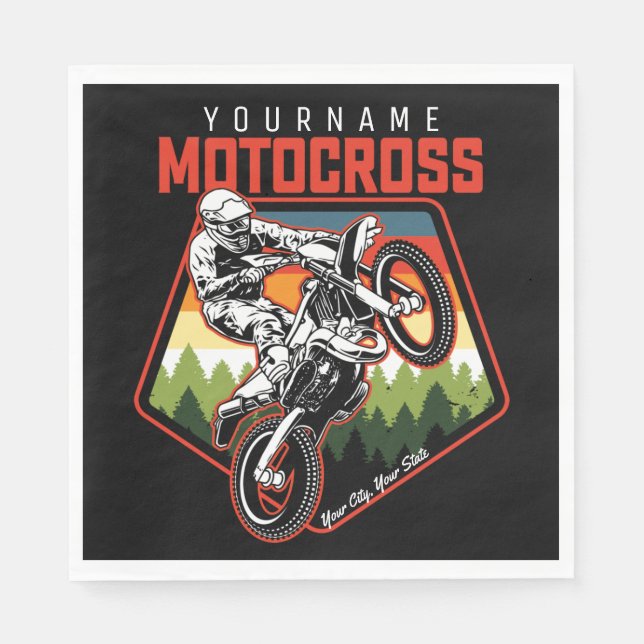 Personalised Motocross Racing Dirt Bike Trail Ride Napkin (Front)