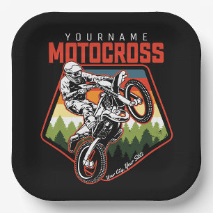 Personalised Motocross Racing Dirt Bike Trail Ride Paper Plate