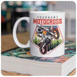 Personalised Motocross Racing Dirt Bike Trail Ride Two-Tone Coffee Mug