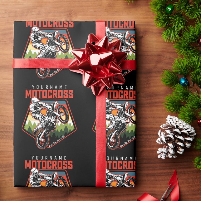 Personalised Motocross Racing Dirt Bike Trail Ride Wrapping Paper (Creator Uploaded)