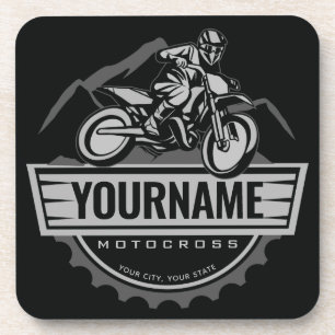 Personalised Motocross Rider Dirt Bike Hill Racing Coaster