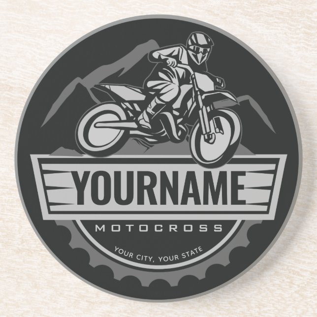 Personalised Motocross Rider Dirt Bike Hill Racing Coaster (Front)