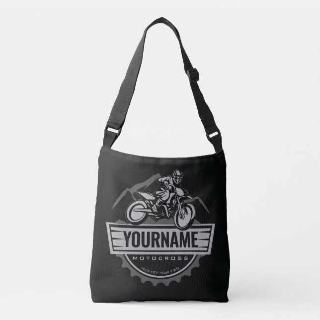 Personalised Motocross Rider Dirt Bike Hill Racing Crossbody Bag (Front)