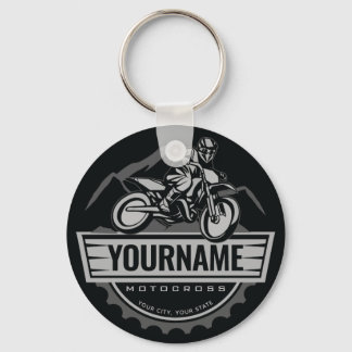 Personalised Motocross Rider Dirt Bike Hill Racing Key Ring