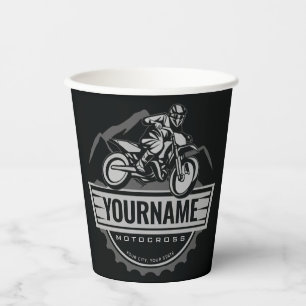Personalised Motocross Rider Dirt Bike Hill Racing Paper Cups