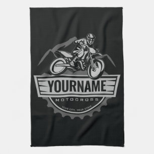 Personalised Motocross Rider Dirt Bike Hill Racing Tea Towel