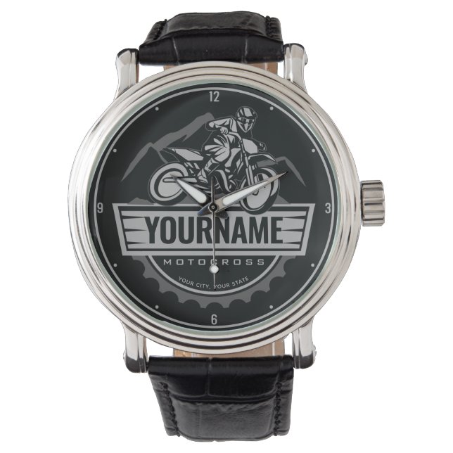 Personalised Motocross Rider Dirt Bike Hill Racing Watch (Front)