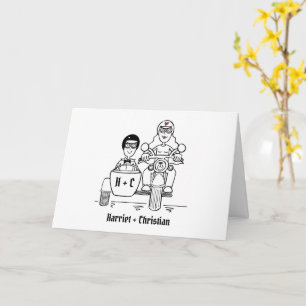 Personalised Motorbike & Sidecar Wedding Card
