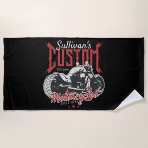 Personalised Motorcycle Big Bad Bike Biker Garage Beach Towel