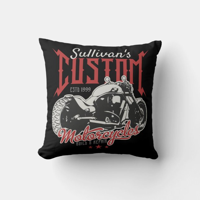 Personalised Motorcycle Big Bad Bike Biker Garage Cushion (Front)