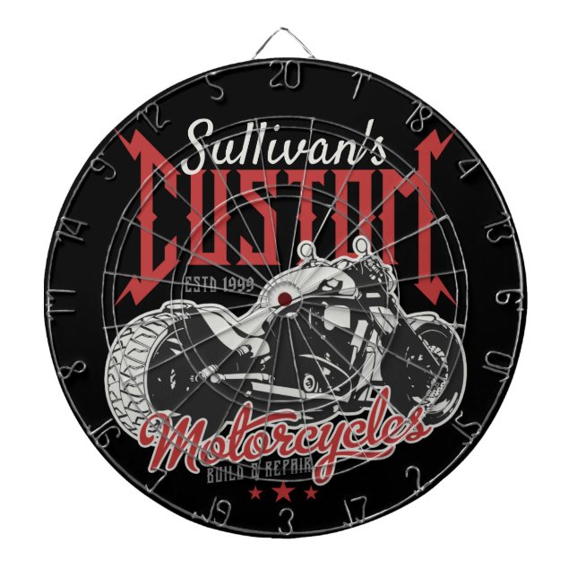 Personalised Motorcycle Big Bad Bike Biker Garage  Dartboard (Front)
